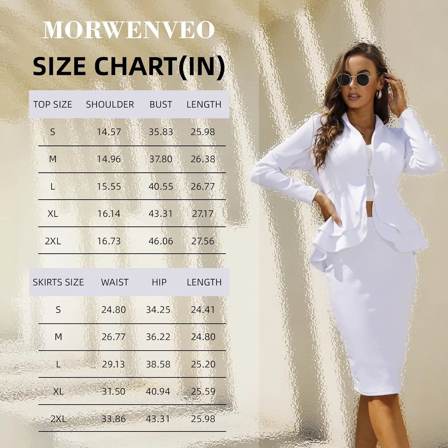 Two Piece Suit Sets Stretchy 2 Piece Outfits for Women Solid Blazer Jacket Skirts Sets