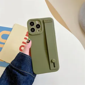 Ultra Thin Soft TPU Hand Wrist Strap Stand Phone Case for iPhone 14 13 12 11 Pro Max X XR XS 7 8 Plus Silicone Shockproof Cover,DG,for iPhone 13 Pro