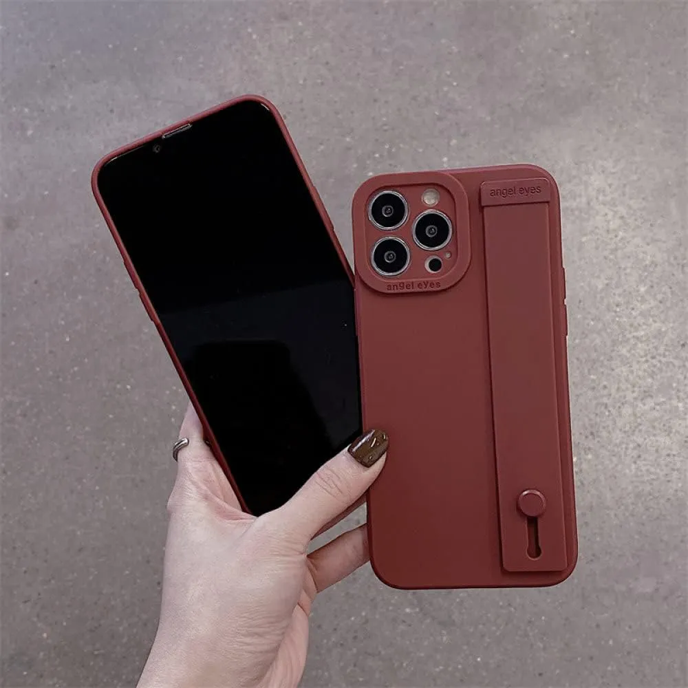 Ultra Thin Soft TPU Hand Wrist Strap Stand Phone Case for iPhone 14 13 12 11 Pro Max X XR XS 7 8 Plus Silicone Shockproof Cover,GR,for iPhone 12