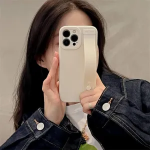 Ultra Thin Soft TPU Hand Wrist Strap Stand Phone Case for iPhone 14 13 12 11 Pro Max X XR XS 7 8 Plus Silicone Shockproof Cover,WH,for iPhone 13 Pro