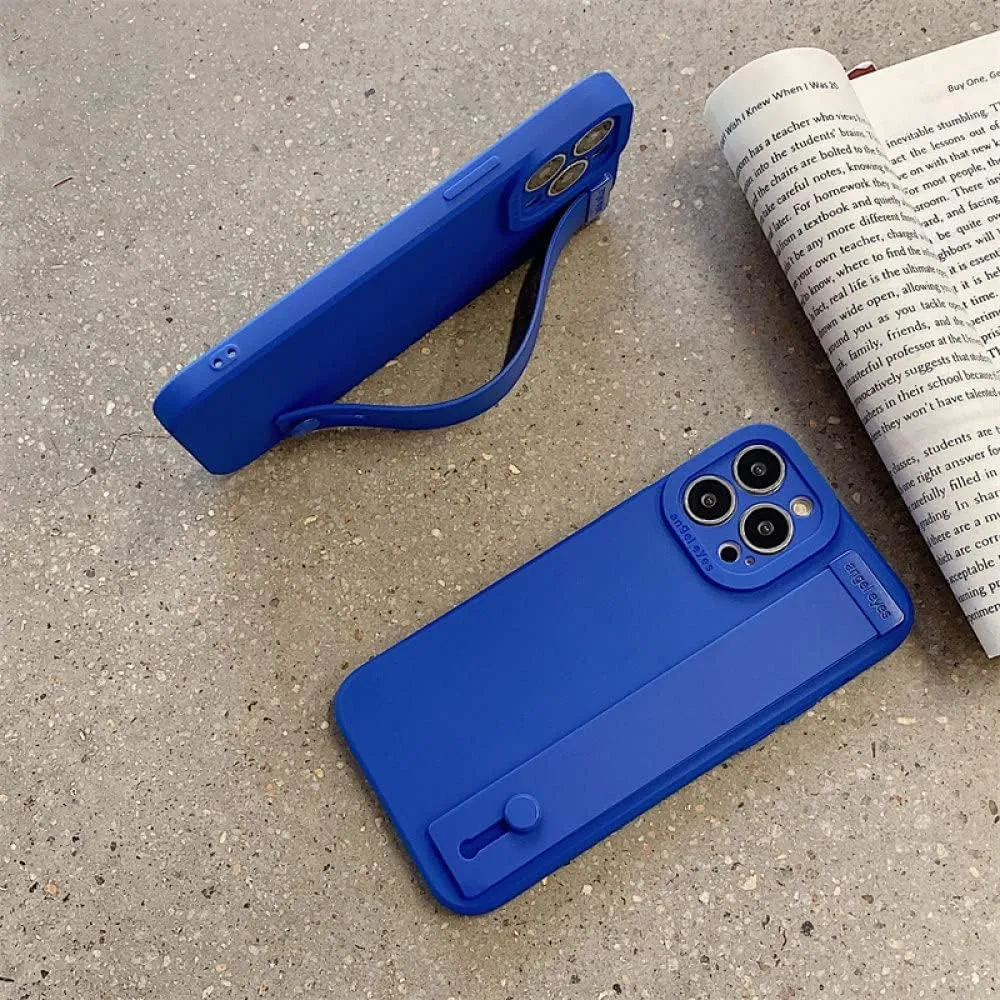 Ultra Thin Soft TPU Hand Wrist Strap Stand Phone Case for iPhone 14 13 12 11 Pro Max X XR XS 7 8 Plus Silicone Shockproof Cover,YL,for iPhone 12