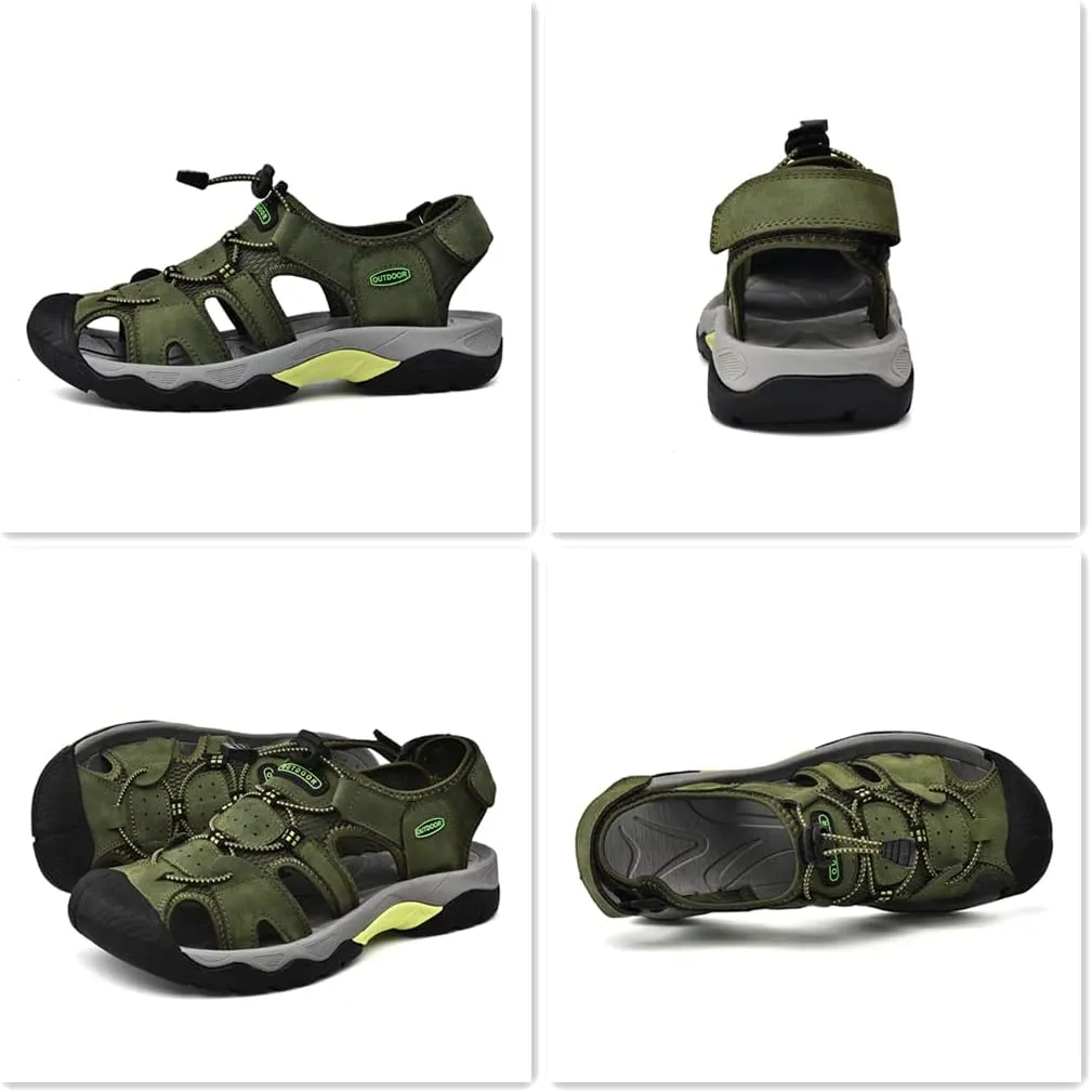 Veslexth Men's Athletic Hiking Sandals Fisherman Summer Outdoor Sport Sandal Adjustable Amphibious Casual Beach Mens Closed Toe Anti-Slip Trail Walking Shoes
