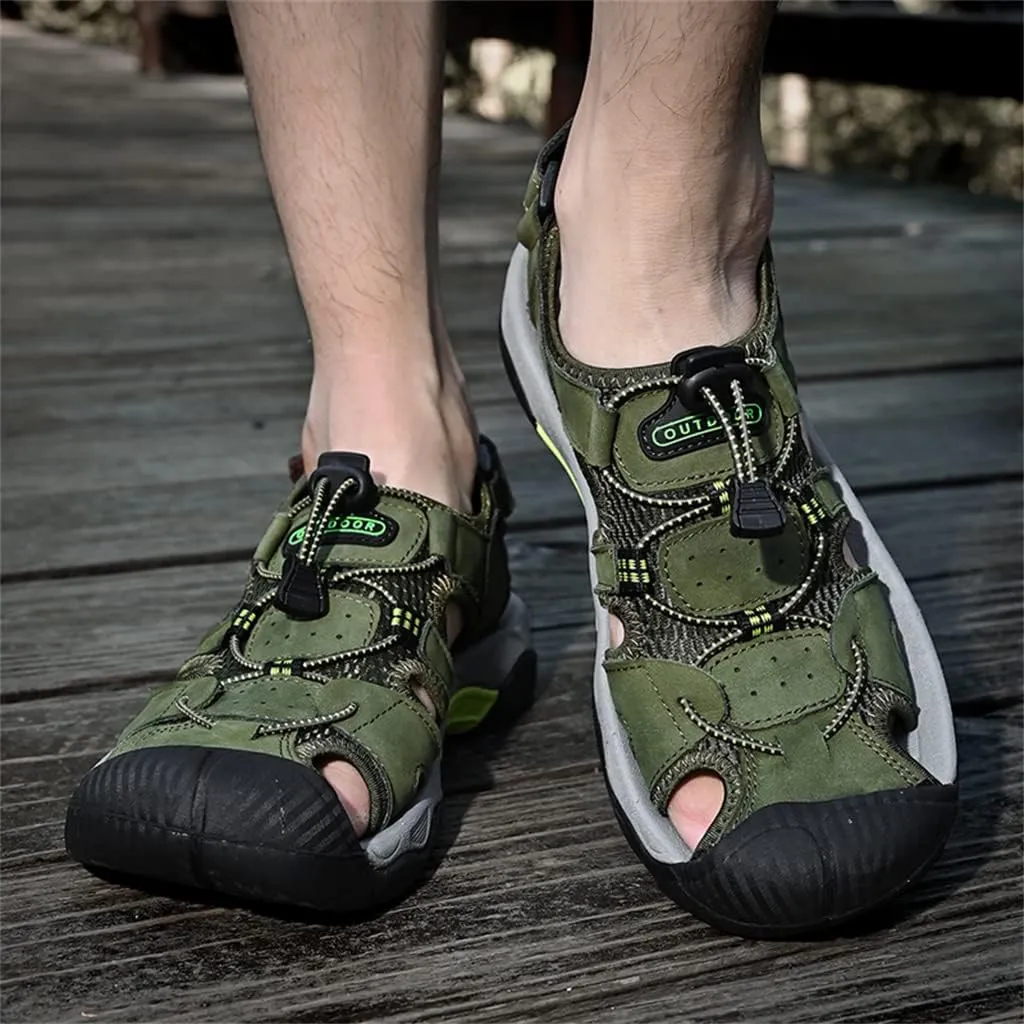 Veslexth Men's Athletic Hiking Sandals Fisherman Summer Outdoor Sport Sandal Adjustable Amphibious Casual Beach Mens Closed Toe Anti-Slip Trail Walking Shoes