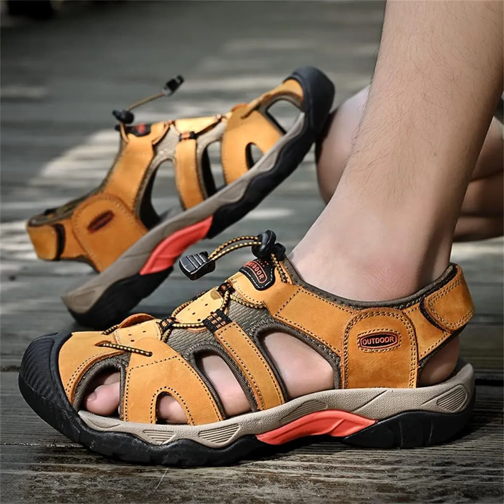 Veslexth Men's Athletic Hiking Sandals Fisherman Summer Outdoor Sport Sandal Adjustable Amphibious Casual Beach Mens Closed Toe Anti-Slip Trail Walking Shoes