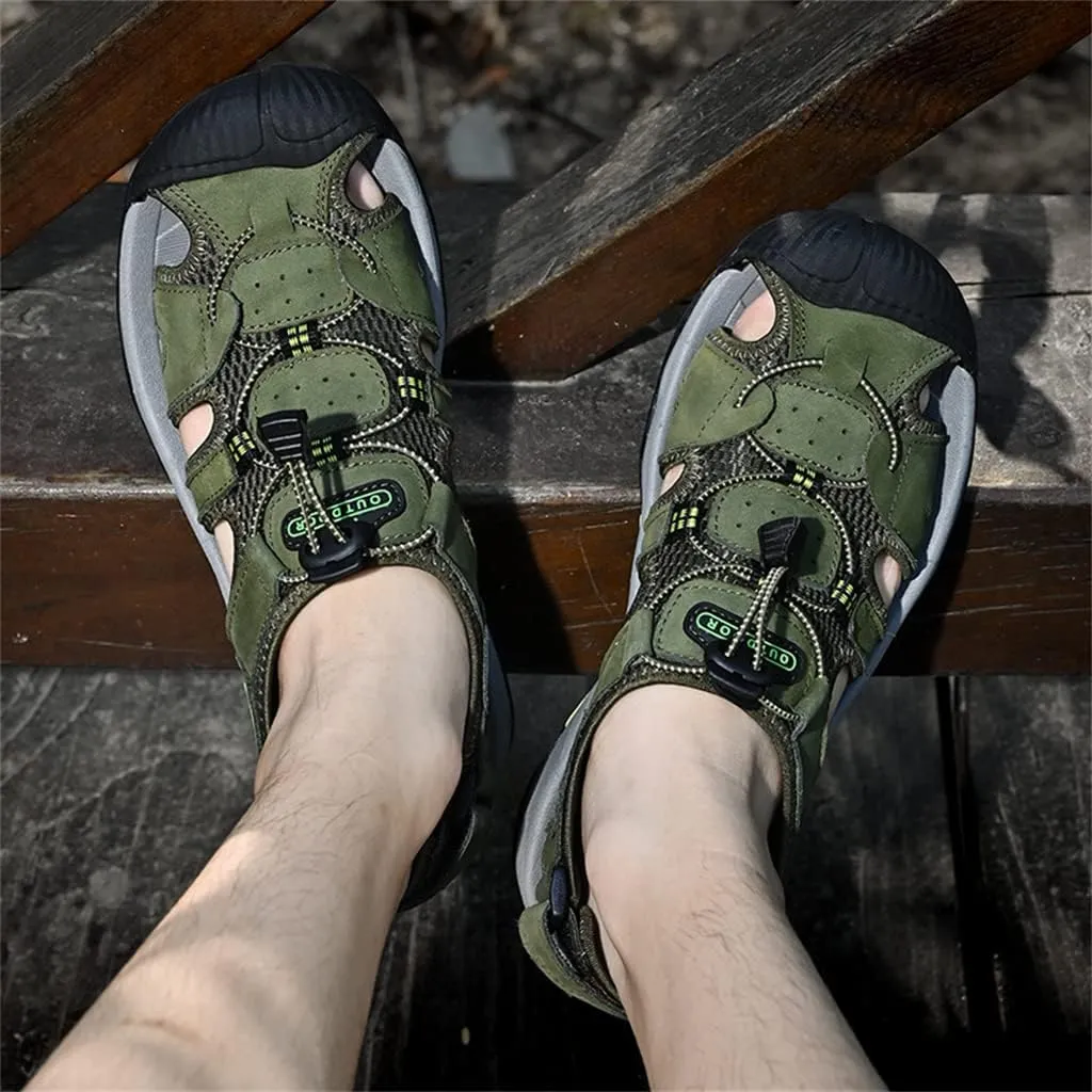 Veslexth Men's Athletic Hiking Sandals Fisherman Summer Outdoor Sport Sandal Adjustable Amphibious Casual Beach Mens Closed Toe Anti-Slip Trail Walking Shoes