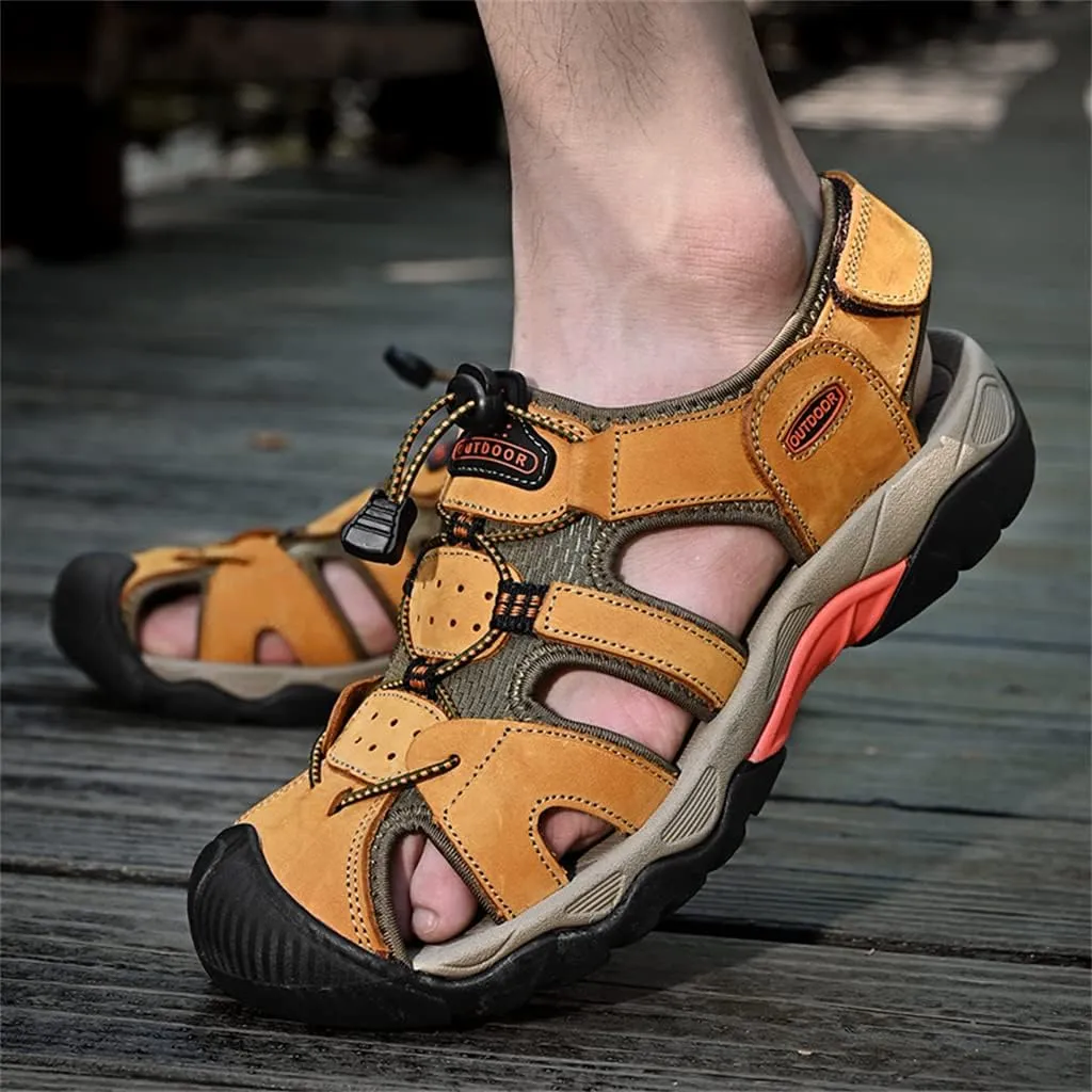 Veslexth Men's Athletic Hiking Sandals Fisherman Summer Outdoor Sport Sandal Adjustable Amphibious Casual Beach Mens Closed Toe Anti-Slip Trail Walking Shoes