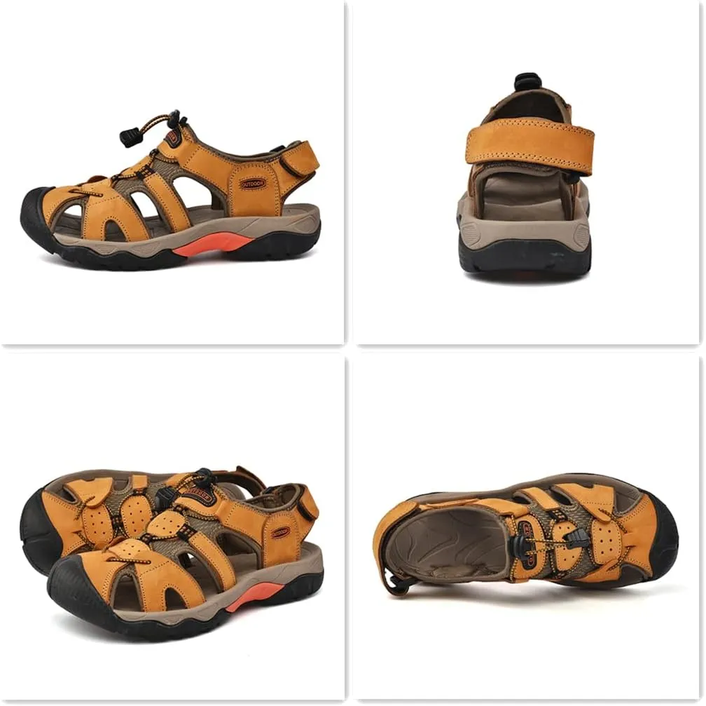 Veslexth Men's Athletic Hiking Sandals Fisherman Summer Outdoor Sport Sandal Adjustable Amphibious Casual Beach Mens Closed Toe Anti-Slip Trail Walking Shoes