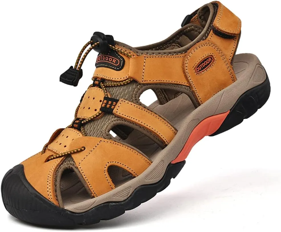 Veslexth Men's Athletic Hiking Sandals Fisherman Summer Outdoor Sport Sandal Adjustable Amphibious Casual Beach Mens Closed Toe Anti-Slip Trail Walking Shoes
