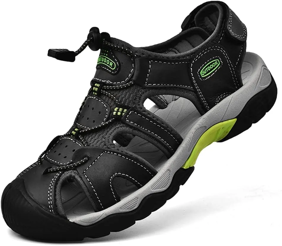 Veslexth Men's Athletic Hiking Sandals Fisherman Summer Outdoor Sport Sandal Adjustable Amphibious Casual Beach Mens Closed Toe Anti-Slip Trail Walking Shoes