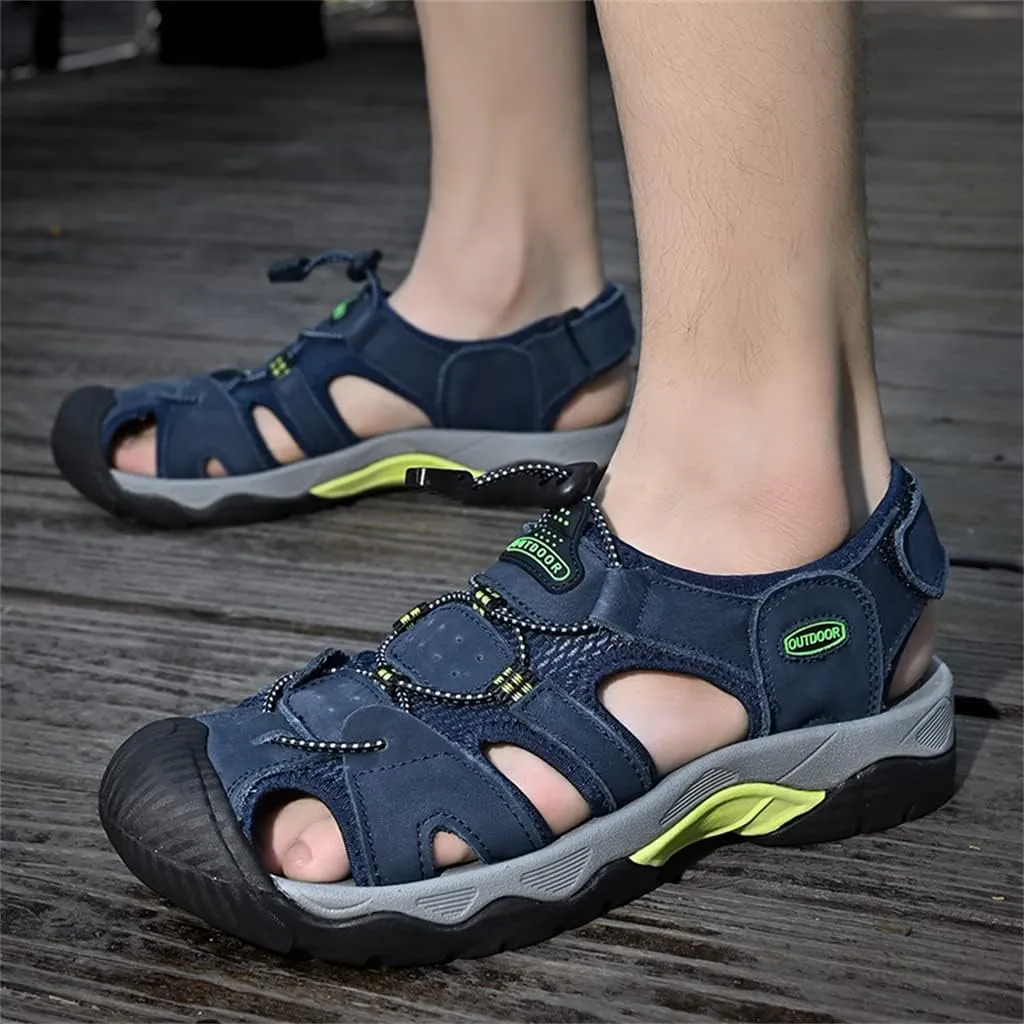 Veslexth Men's Athletic Hiking Sandals Fisherman Summer Outdoor Sport Sandal Adjustable Amphibious Casual Beach Mens Closed Toe Anti-Slip Trail Walking Shoes