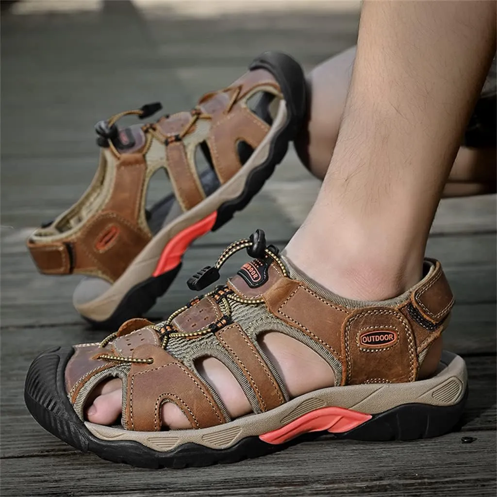 Veslexth Men's Athletic Hiking Sandals Fisherman Summer Outdoor Sport Sandal Adjustable Amphibious Casual Beach Mens Closed Toe Anti-Slip Trail Walking Shoes