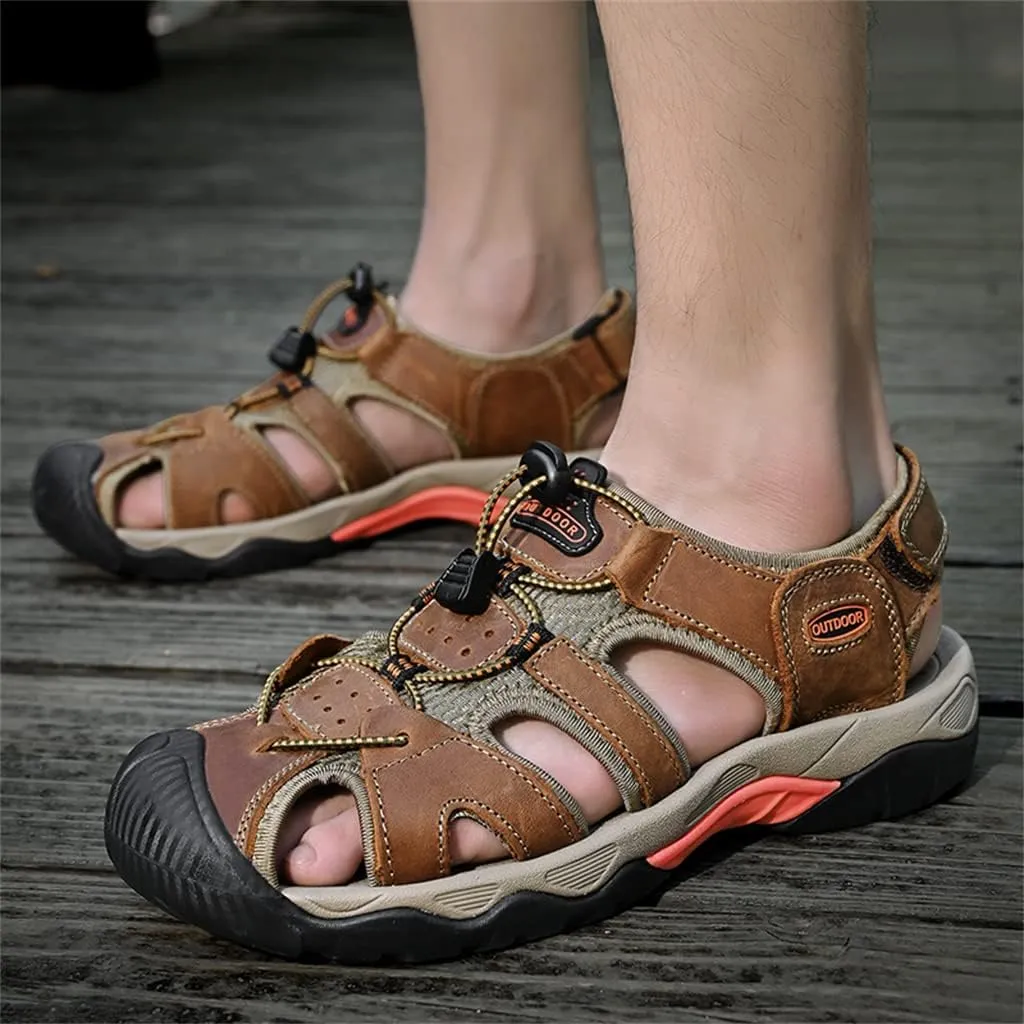 Veslexth Men's Athletic Hiking Sandals Fisherman Summer Outdoor Sport Sandal Adjustable Amphibious Casual Beach Mens Closed Toe Anti-Slip Trail Walking Shoes