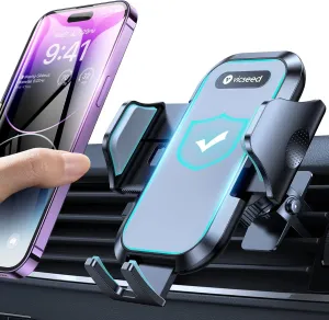 VICSEED Car Phone Holder MountNever Drop Clip Air Vent Car Cell Phone Mount StandSilicone Protect Vent & Phone Hands Free Vehicle Cradle for iPhone 16 15 14 Pro Max Android All Smartphone