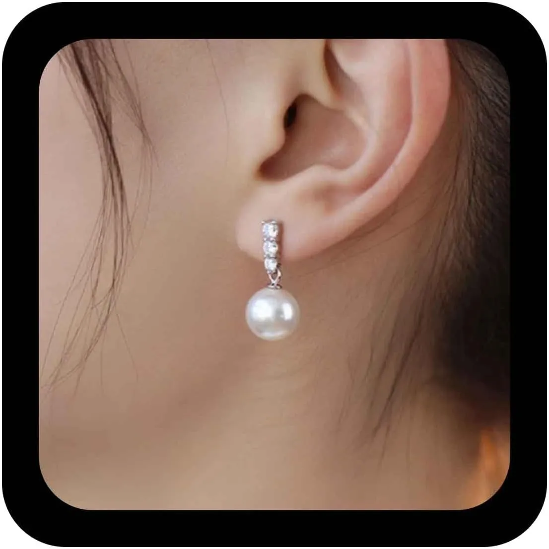 Vintage Pearl Dangle Earrings Pearl Bead Earrings Round Pearl Drop Earrings Crystal Pearl Stud Earrings White Pearl Wedding Birdal Earrings Jewelry for Women