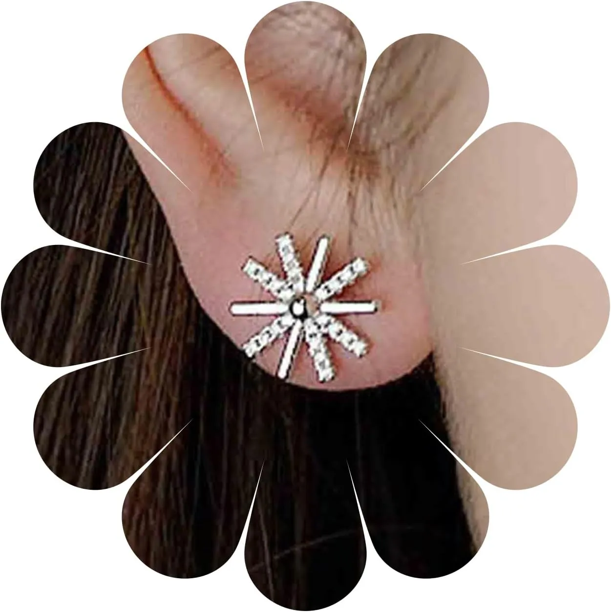 Vintage Sun Stud Earrings Silver Crystal Sunburst Earrings CZ Cubic Sun Earrings Cz Paved Snowflake Earrings Spike Sunlight Earrings Jewelry for Women