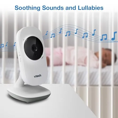 VTech VM819 Baby Monitor, 2.8 Screen, Night Vision, 2-Way Audio, Temperature Sensor and Lullabies, Secure Transmission No WiFi
