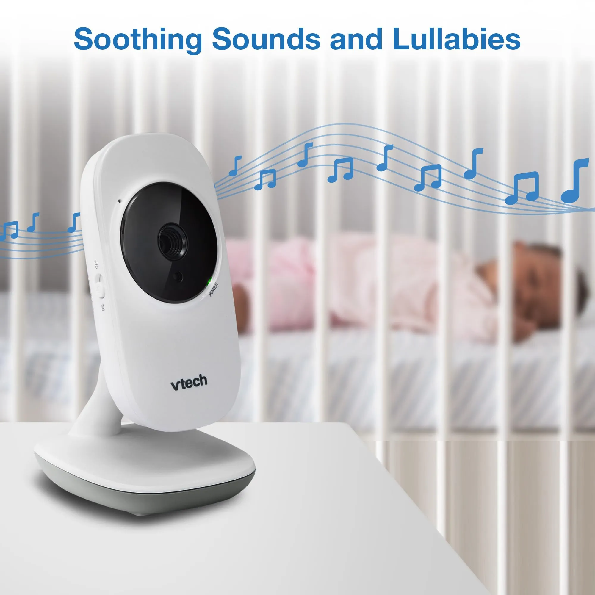 VTech VM819 Baby Monitor, 2.8 Screen, Night Vision, 2-Way Audio, Temperature Sensor and Lullabies, Secure Transmission No WiFi