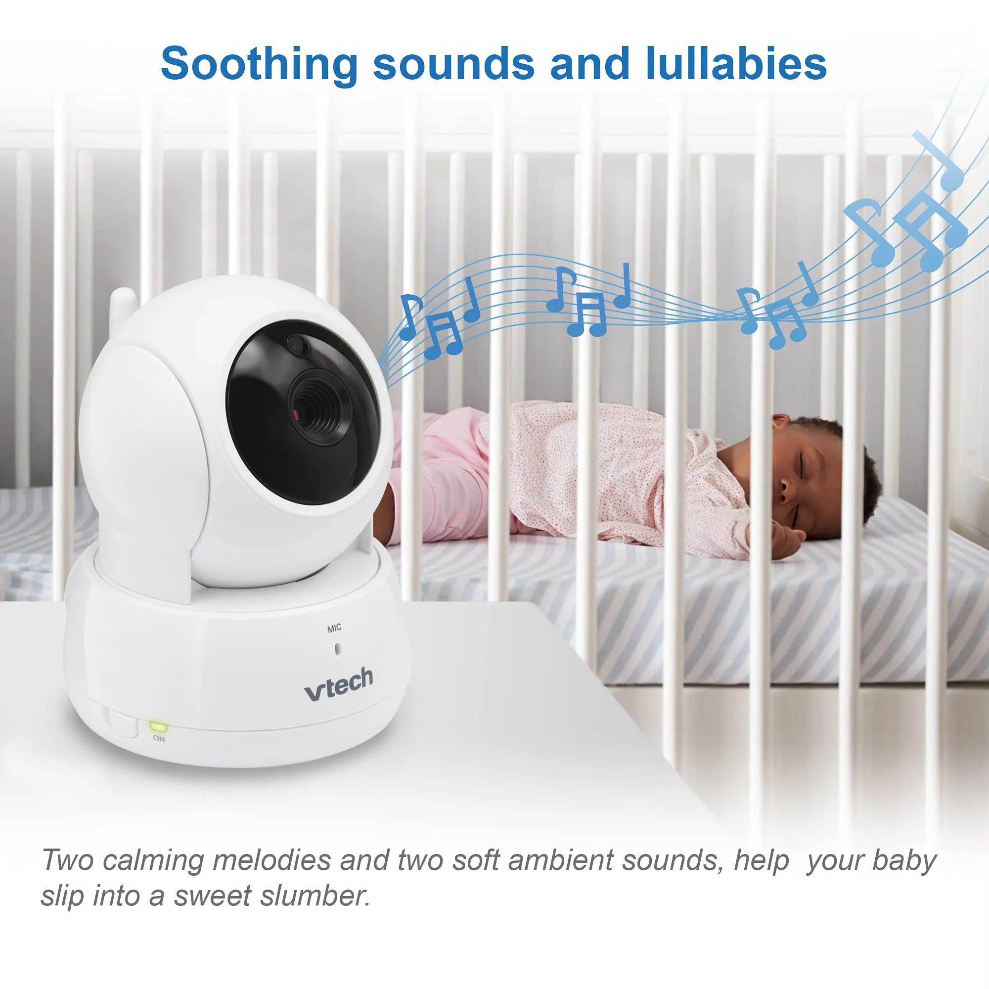 VTech VM819 Baby Monitor, 2.8 Screen, Night Vision, 2-Way Audio, Temperature Sensor and Lullabies, Secure Transmission No WiFi