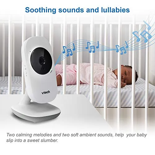 VTech VM819 Baby Monitor, 2.8 Screen, Night Vision, 2-Way Audio, Temperature Sensor and Lullabies, Secure Transmission No WiFi