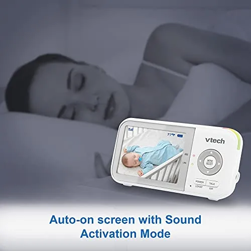 VTech VM819 Baby Monitor, 2.8 Screen, Night Vision, 2-Way Audio, Temperature Sensor and Lullabies, Secure Transmission No WiFi