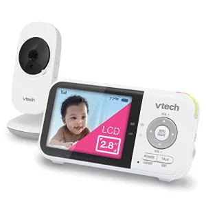 VTech VM819 Baby Monitor, 2.8 Screen, Night Vision, 2-Way Audio, Temperature Sensor and Lullabies, Secure Transmission No WiFi