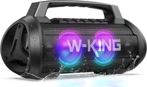 W-KING Portable Speakers Bluetooth Wireless, 120W Peak 70W Loud Bluetooth Speaker Waterproof Outdoor, Deep Bass/2* Subwoofer/DSP/EQ/42H Playtime/IPX6/RGB Lights/MAC-in/Power Bank, Large Party Boombox