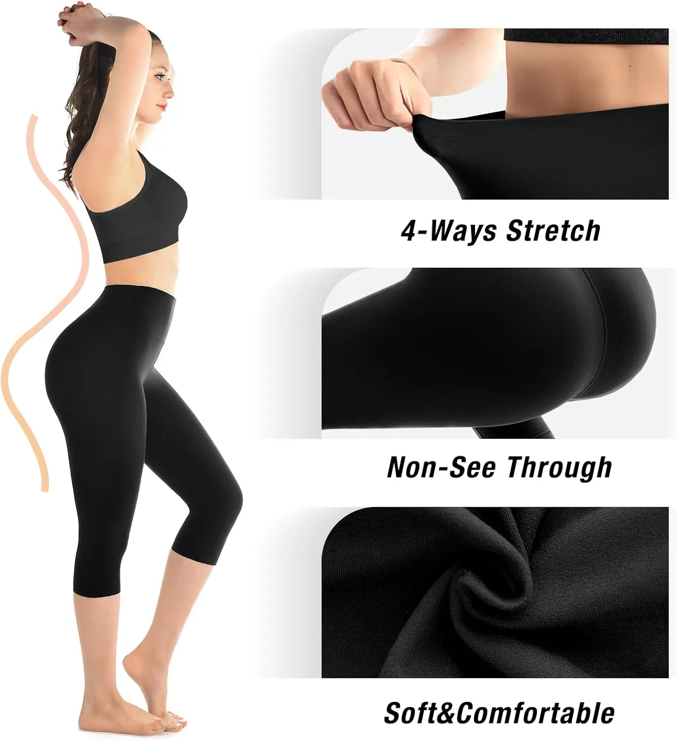Walifrey Capri Leggings for Women, Buttery Soft High Waisted Leggings for Gym Yoga Workout