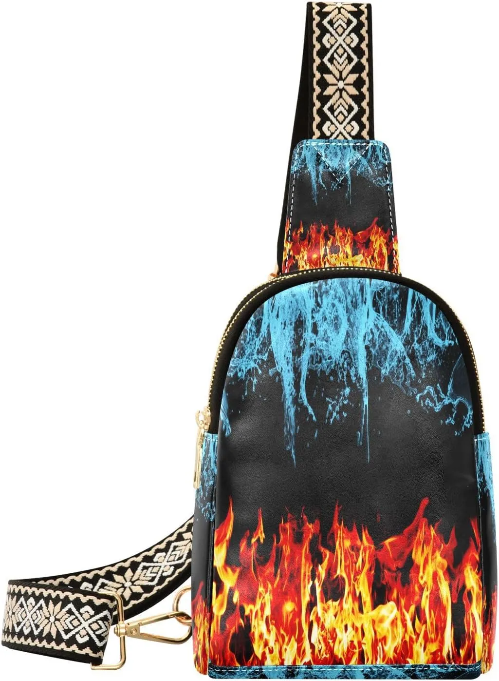 Water Fire Energy Fanny Pack Crossbody PC Leather Small Sling Bag for Women Fashion Waist Packs Chest Bag for Travel Sports Running Hiking
