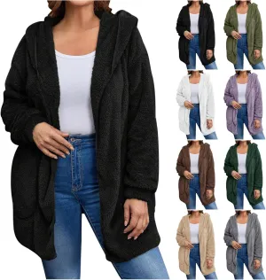 Winter Cardigan for Women Oversized Sherpa Jacket Fleece Long Sleeve Hoodies Casual Warm Coat Loose Fit Tops