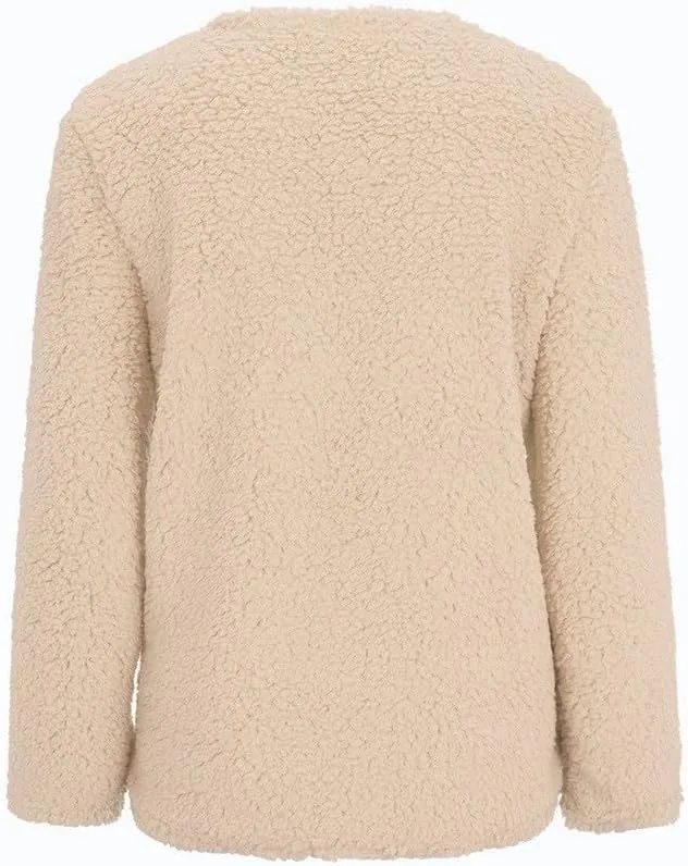 Winter Coat for Women 2024 Soft Fleece Jacket Fuzzy Sherpa Cardigan Open Front Fleece Button Down Warm Casual Sweater