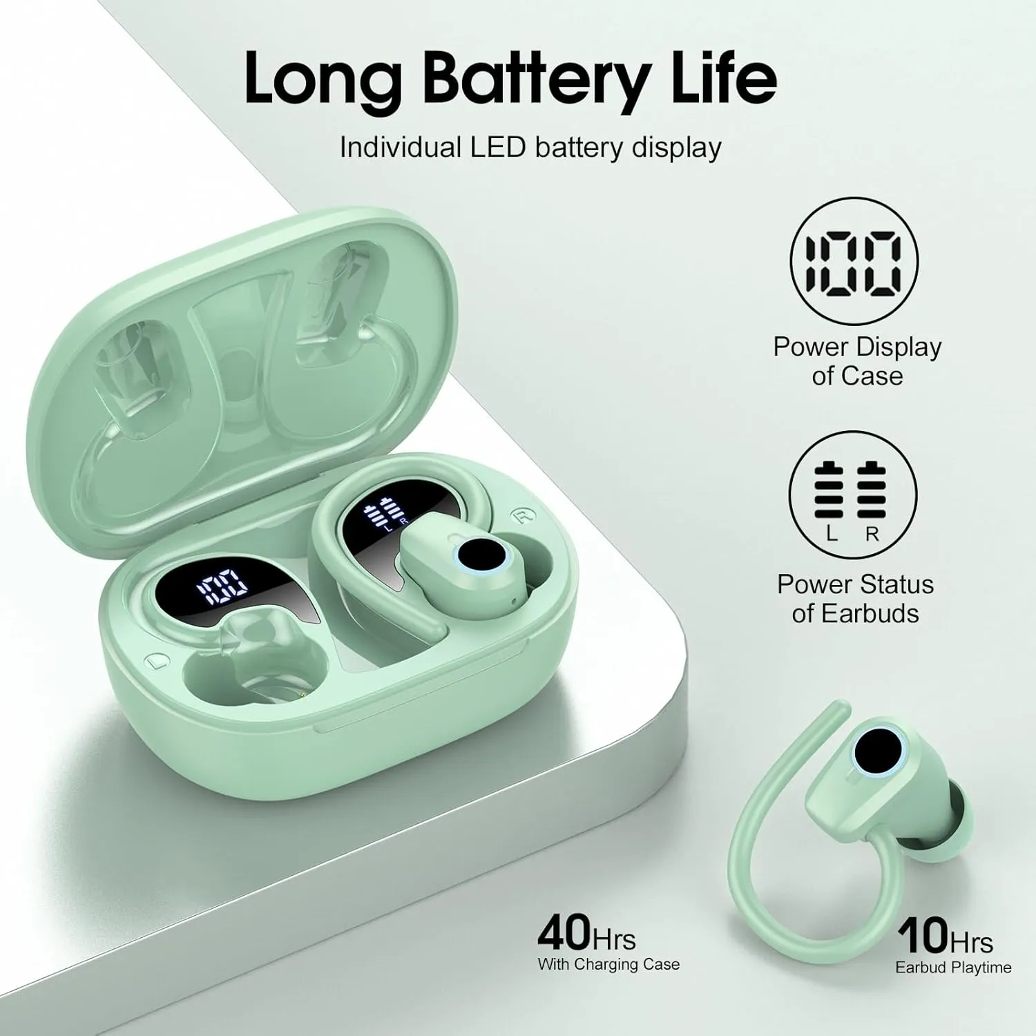 Wireless Earbuds, Bluetooth Headphones Earbuds (Pure Green)
