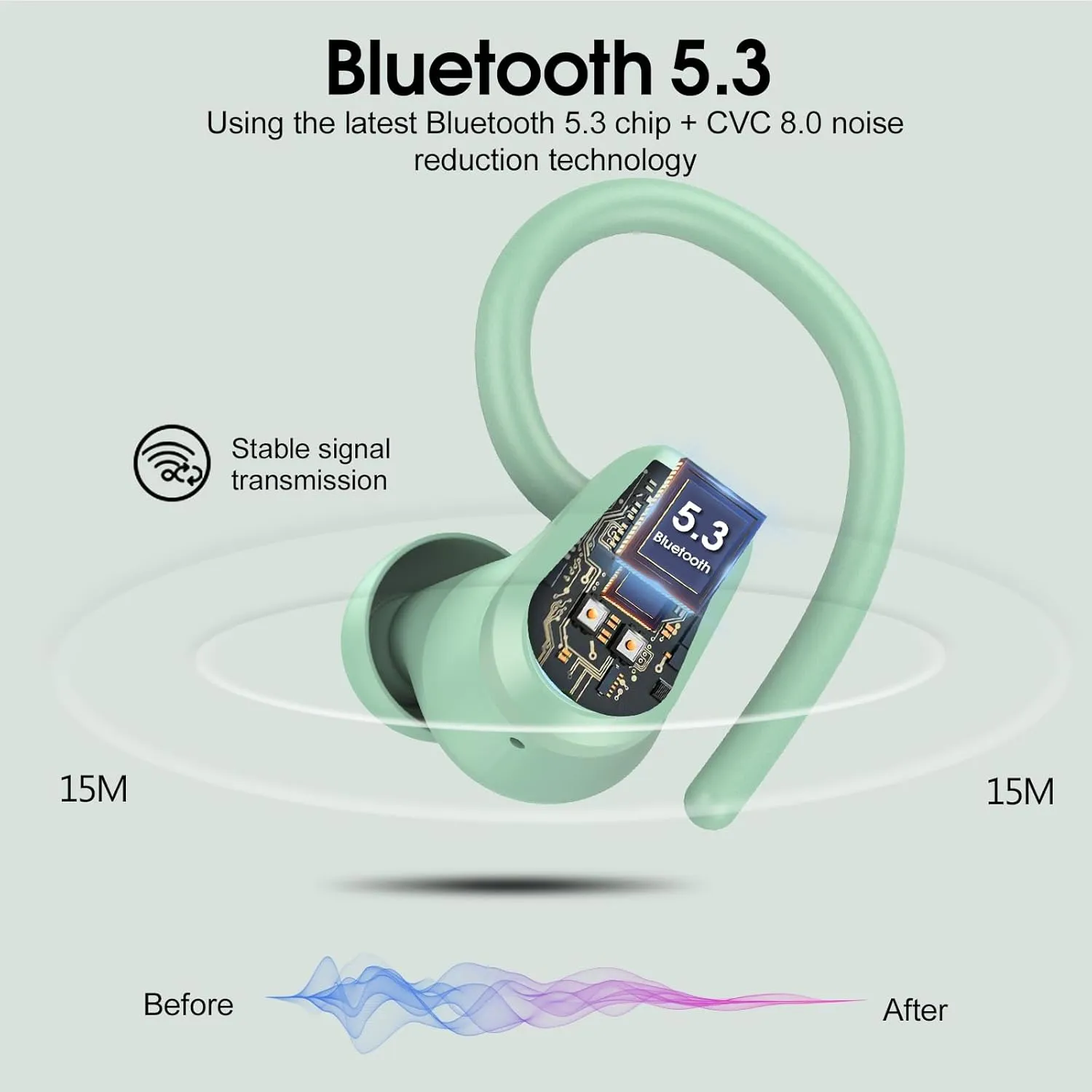 Wireless Earbuds, Bluetooth Headphones Earbuds (Pure Green)