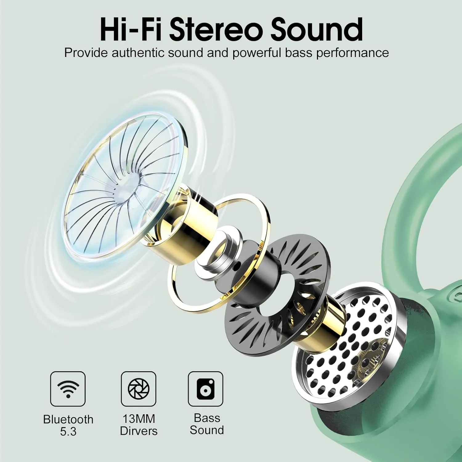 Wireless Earbuds, Bluetooth Headphones Earbuds (Pure Green)