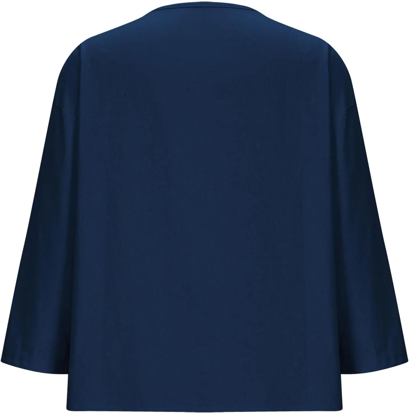 Women Boho Cotton Linen Tops Loose Fitting Summer Blouses 3/4 Sleeve V Neck Tunic Shirts Trendy Beach Clothing 2025