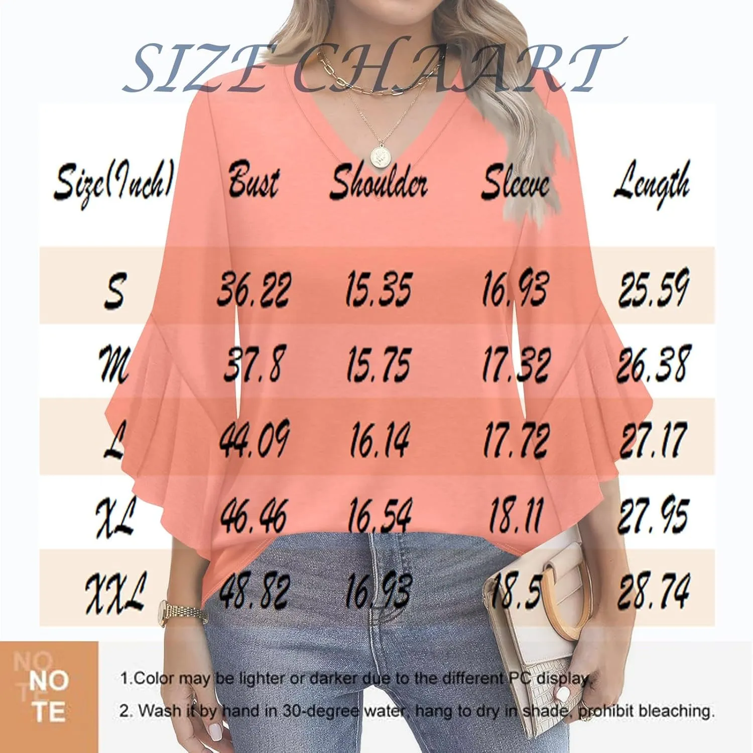 Women Casual Loose Vintage V-Neck 3/4 Sleeve Summer Tops