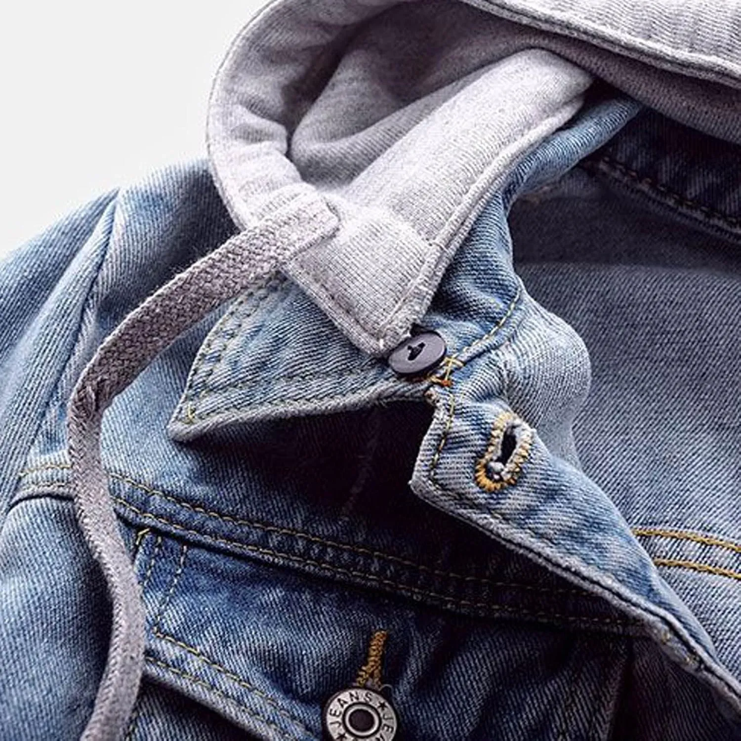 Women Denim Jacket with Hood Jean Coats Fashion Hoodies Button Down Long Sleeve Cute Outerwear Jacket