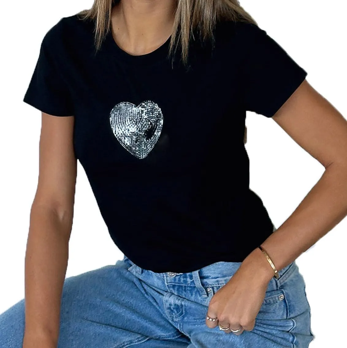 Women Vintage Graphic Baby Tees Cute Print Short Sleeve Crop Top Fairy Crew Neck Top 00s Aesthetic Going Out Shirts