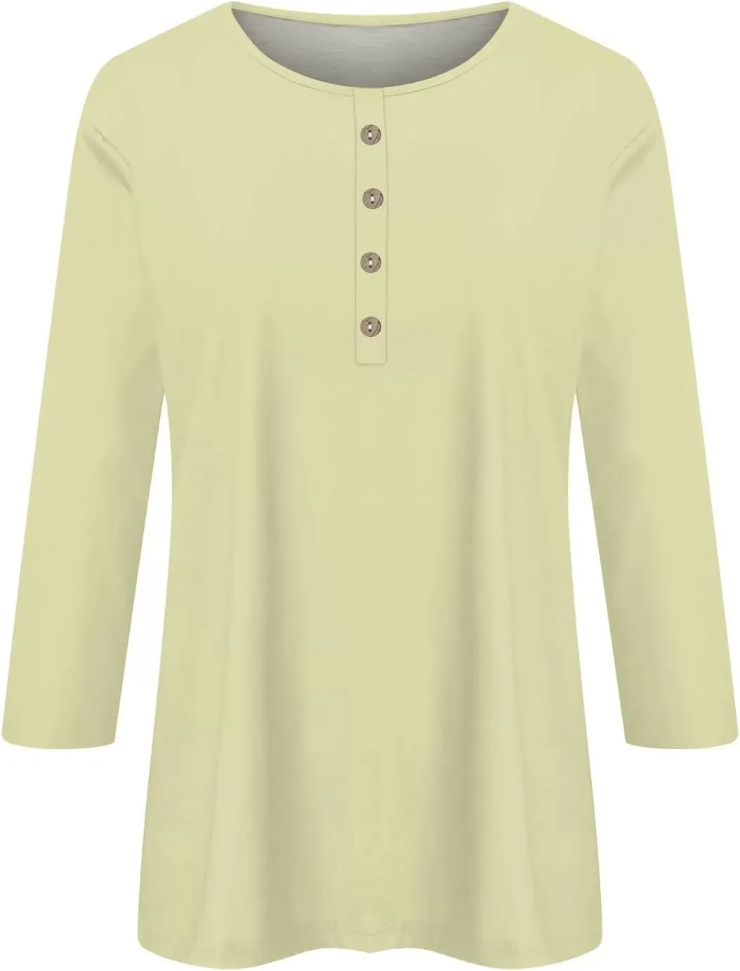 Womens 3/4 Sleeve Button Down V Neck T-Shirts Summer 2024 Loose Cute Tunic Tee Blouses Casual Pullover Basic Tops