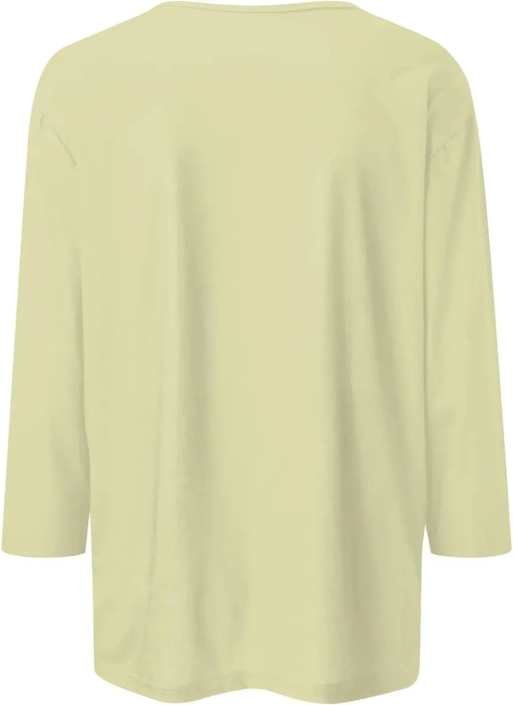 Womens 3/4 Sleeve Button Down V Neck T-Shirts Summer 2024 Loose Cute Tunic Tee Blouses Casual Pullover Basic Tops