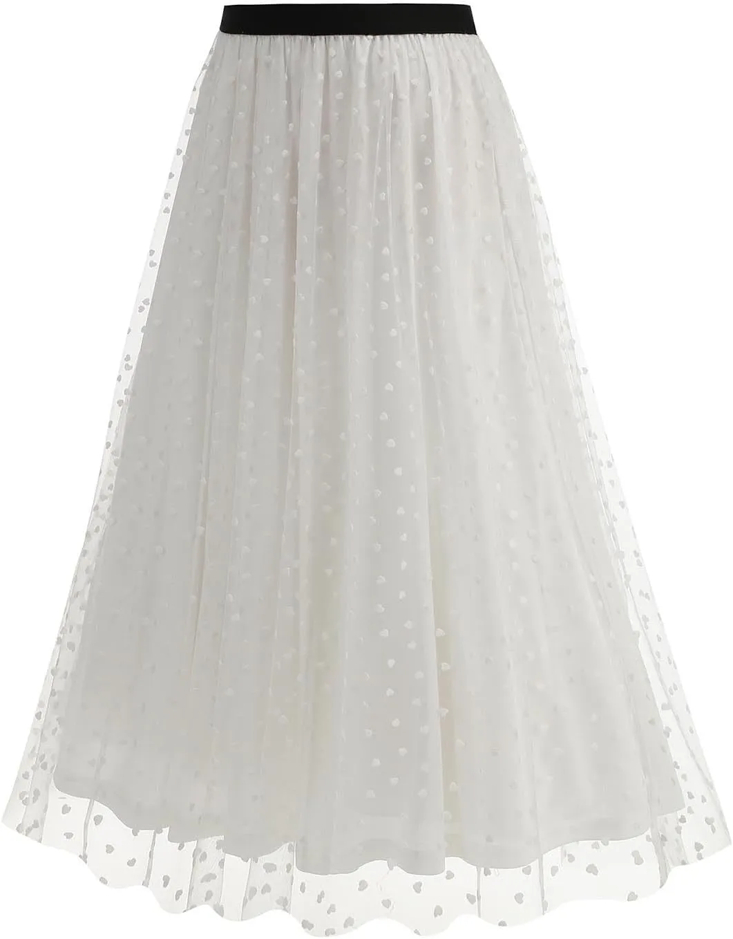 Women's A Line Tulle Midi Skirt Tutu Tiered Petticoat Skirts Tea-Length Elastic Waist Tutu Skirts Beach Vacation