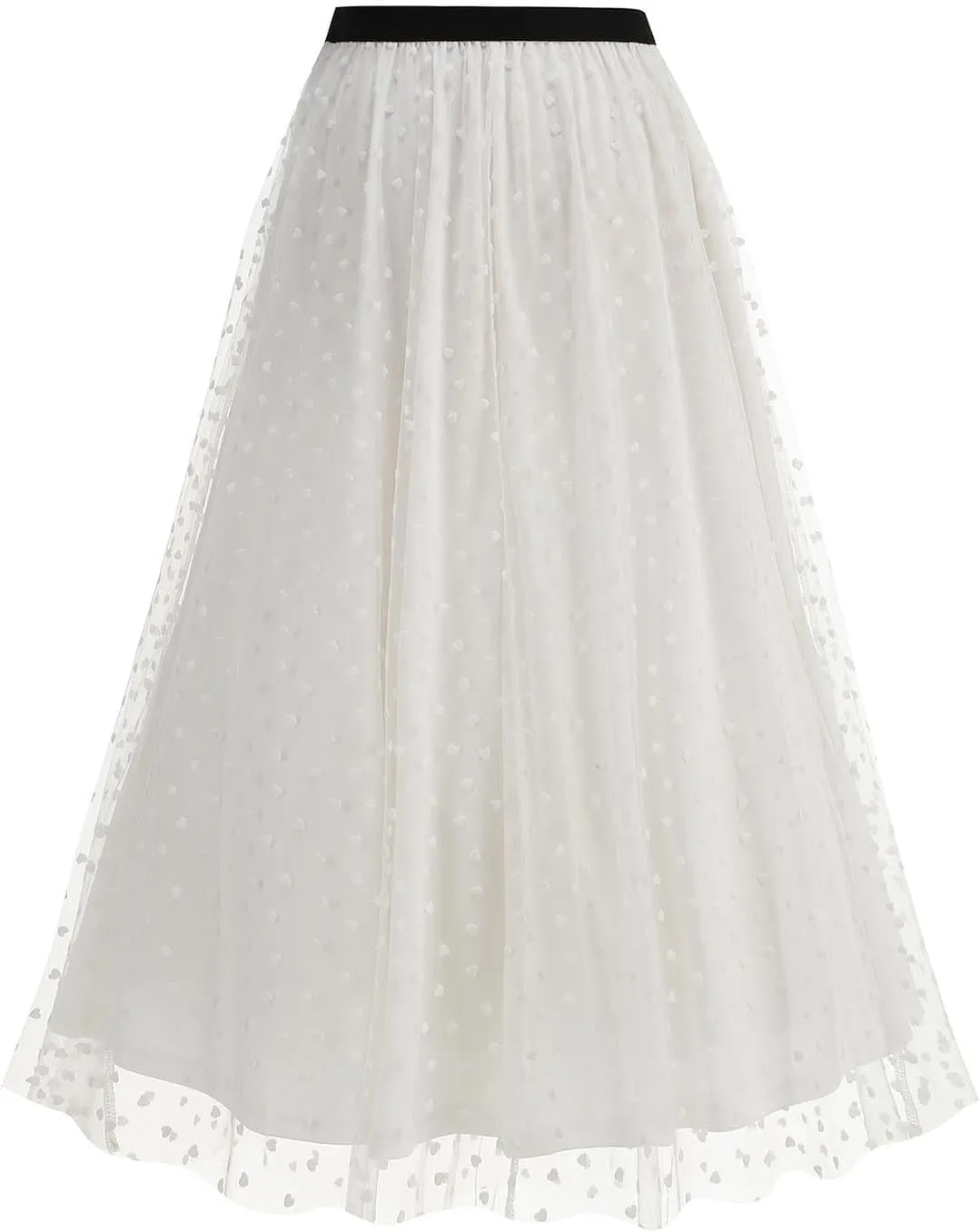 Women's A Line Tulle Midi Skirt Tutu Tiered Petticoat Skirts Tea-Length Elastic Waist Tutu Skirts Beach Vacation