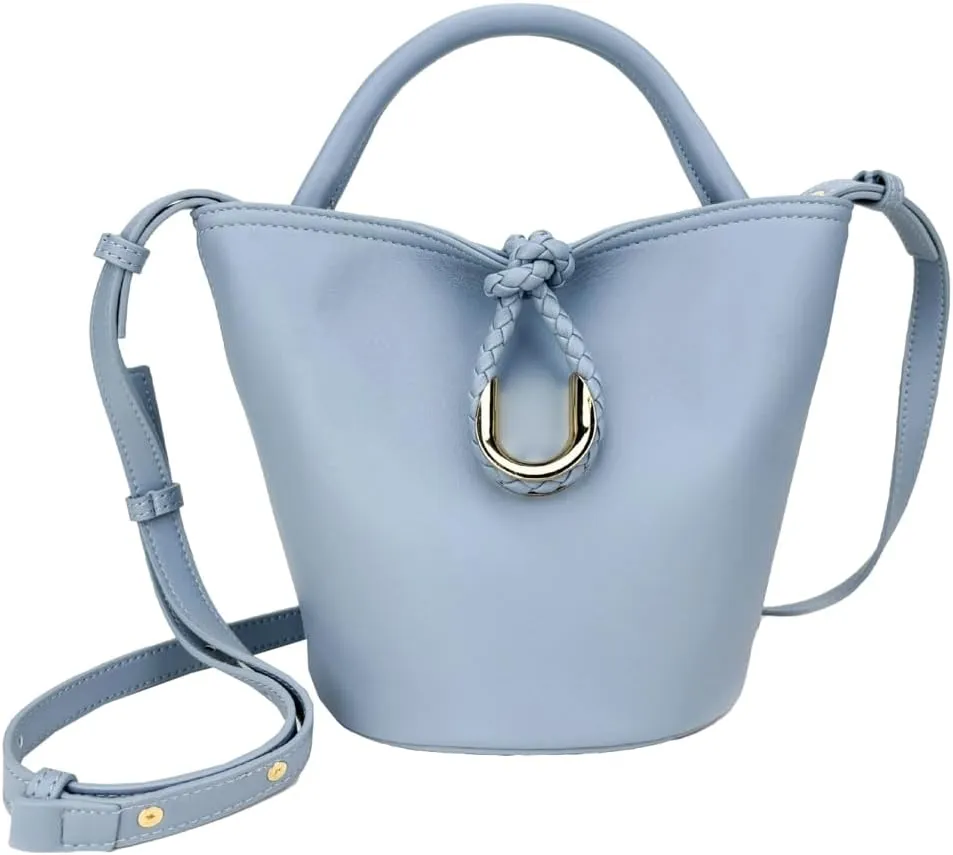 Women's Bucket Bag Retro Shoulder Bag Top Handle Handbags PU Leather Small Bucket Crossbody Bags Trendy Bucket Purse