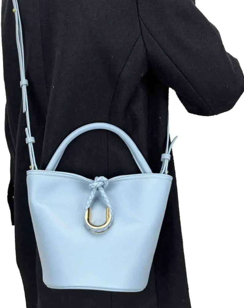 Women's Bucket Bag Retro Shoulder Bag Top Handle Handbags PU Leather Small Bucket Crossbody Bags Trendy Bucket Purse