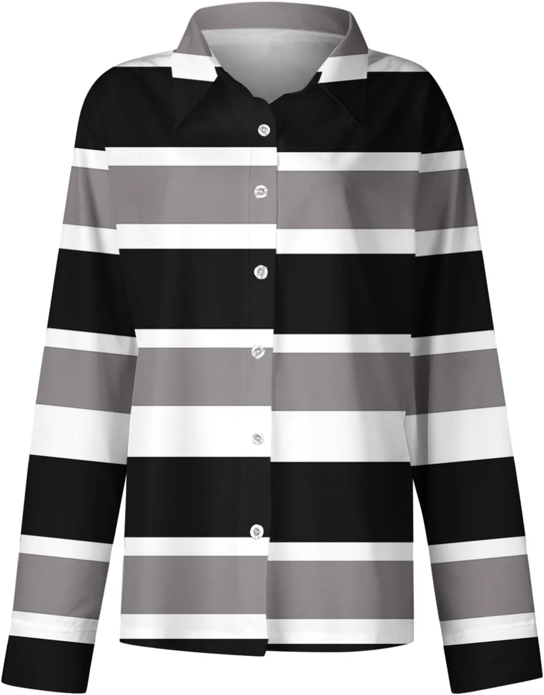 Womens Button Down Casual Shirts Color Block Striped Blouse Tops Long Sleeve Collar Shirt Dressy Work Outfits Clothing