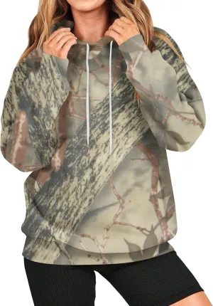 Womens Camo Hoodies Light Camo Hoodie Maple Oversized Hooded Sweatshirt Fleece Pullover Sweatshirts Long Sleeve with Pocket