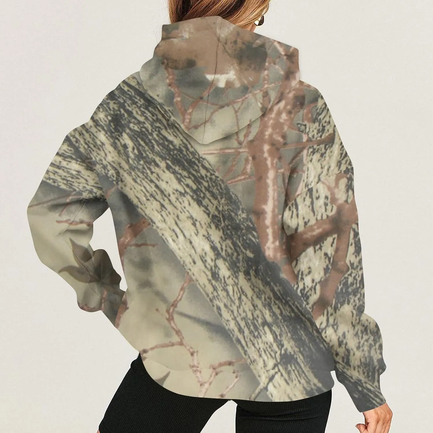 Womens Camo Hoodies Light Camo Hoodie Maple Oversized Hooded Sweatshirt Fleece Pullover Sweatshirts Long Sleeve with Pocket