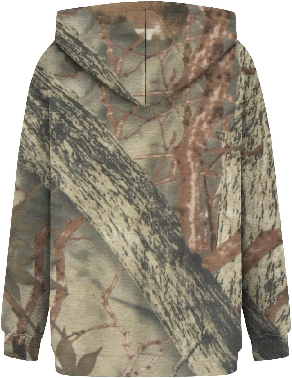 Womens Camo Hoodies Light Camo Hoodie Maple Oversized Hooded Sweatshirt Fleece Pullover Sweatshirts Long Sleeve with Pocket