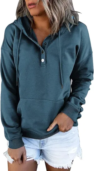 Womens Casual Hoodies Pullover Tops 2022 Fall Clothes Drawstring Long Sleeve Sweatshirts with Pocket