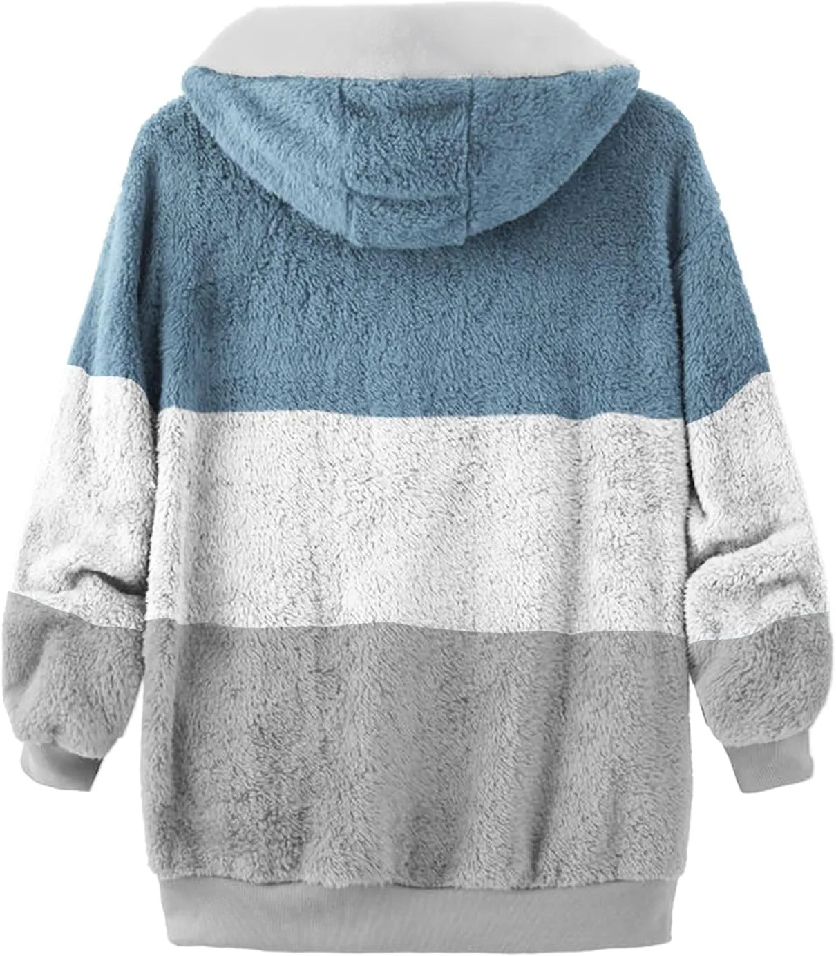 Womens Cute Bear Ear Sherpa Fleece Lined Hoodie Jackets Zip Up Sherpa Lined Warm Oversized Fluffy Coat Plush Flannel