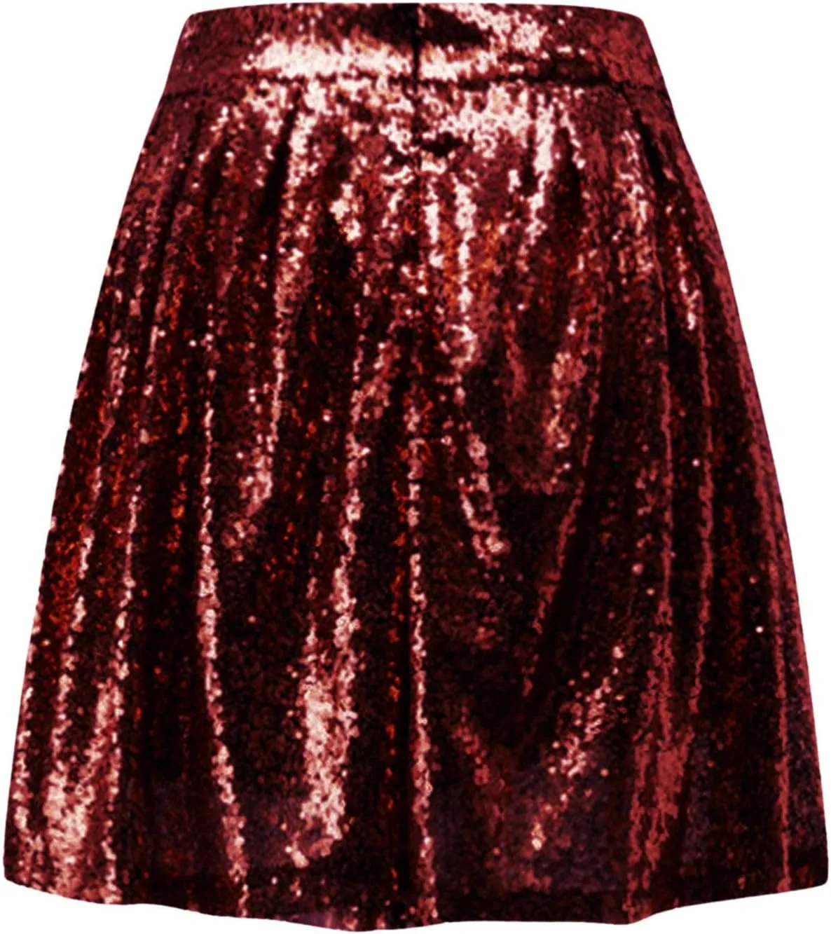 Women's Fashion High Waist Pleated Solid Color Short Skirt Loose Sequin Skirt Tutu